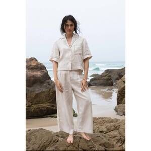 NEW LILLY PILLY rika linen pants in beige